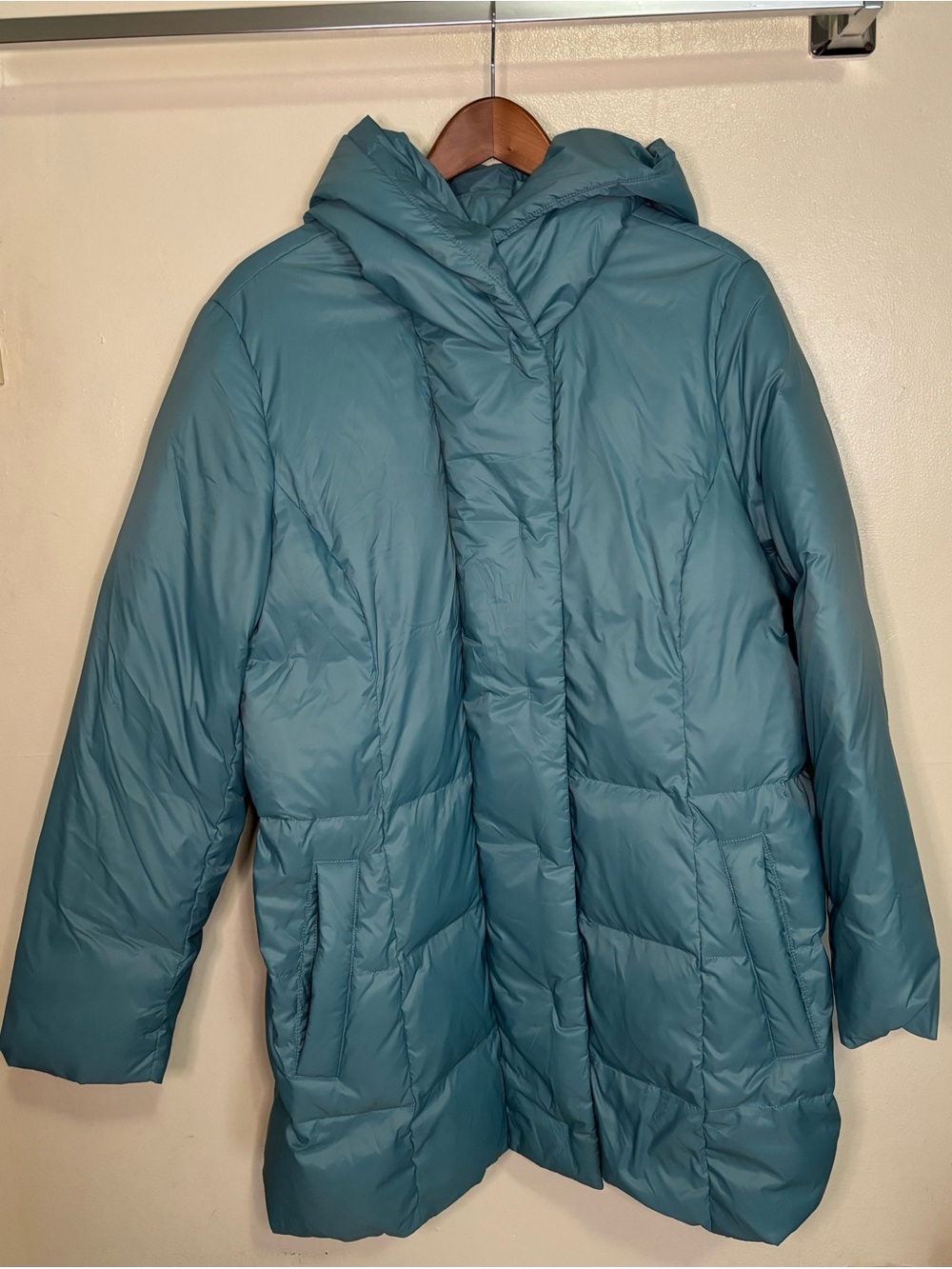 J. Jill Down Puffer Coat Womans XL Blue Winter Jacket Parka Cozy Granola Capsule